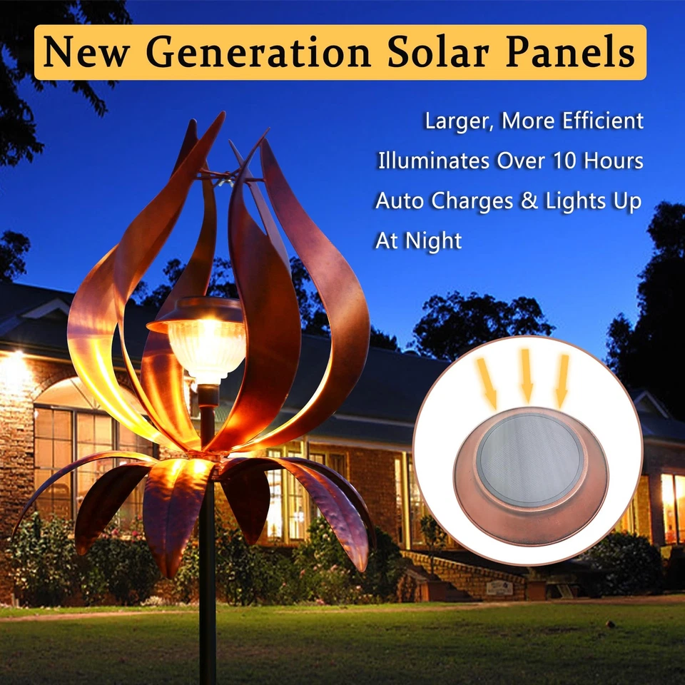 太阳能风万向轮户外金属83英寸风车庭院花园露台装饰... — 第 4/4 张图片