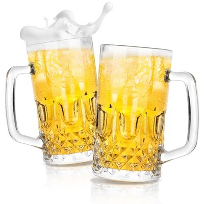 Beer Mug Set of 2, 22oz Crystal Beer Glasses with Handle, Glass Beer Mugs for...