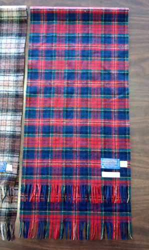 Pendleton Virgin Wool Scarf Adult Red Blue Brown Plaid Fringe Lot of two scarfs - Picture 7 of 11