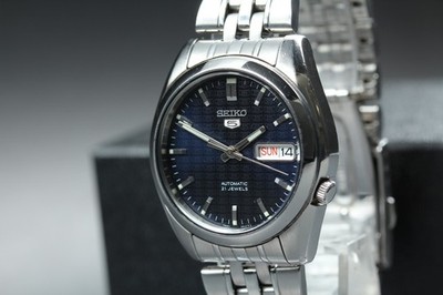 Vintage 2003 Seiko 5 7S26-01V0 Navy Day-Date Automatic Mens Watch From JAPAN