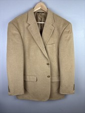 VTG Botany 500 Camel Hair Blazer 44R 2 Button USA Notch 4 Button Cuff SOFT 