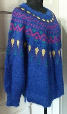 NWT TIME AND TRU Blue LS Pullover Snuggly Fuzzy Sweater M 8-10