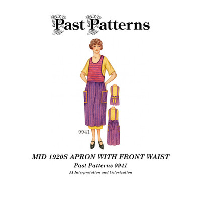 Mid 1920s Apron Sewing Pattern Front Waist Bust 36-44 Past Patterns 9941