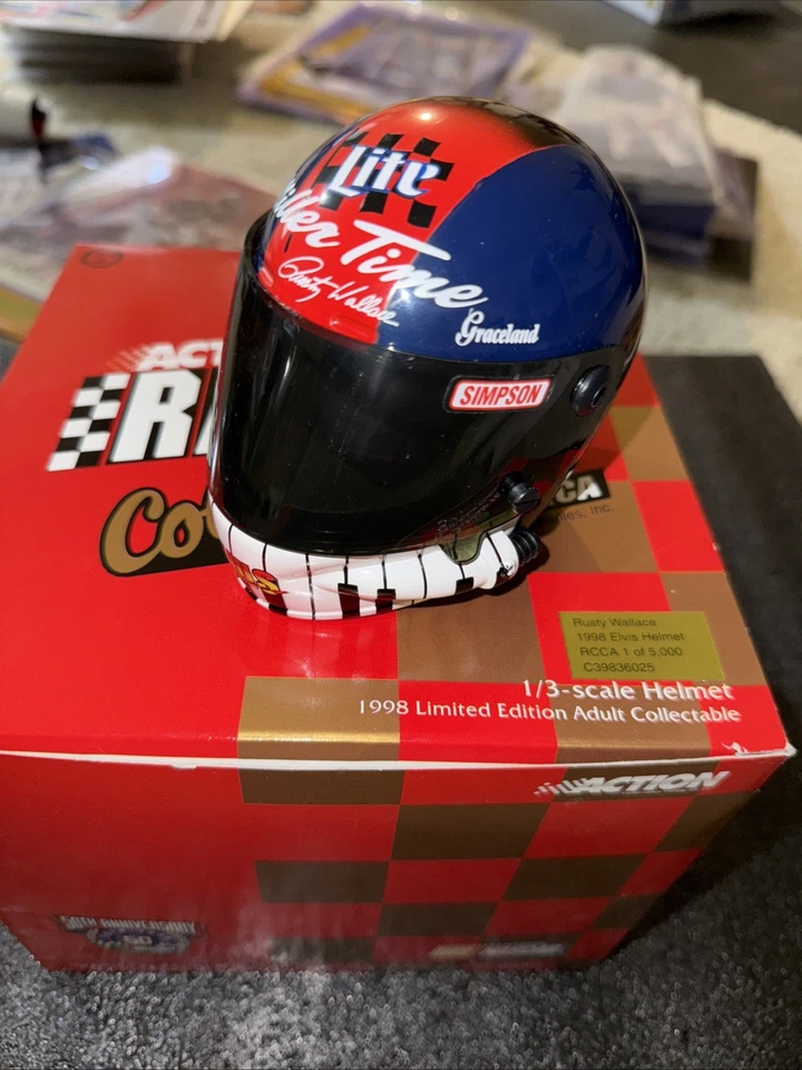 Minicasco Rusty Wallace 1998 Elvis Tribute Action Racing escala 1/3 con caja Foto 4 de 4