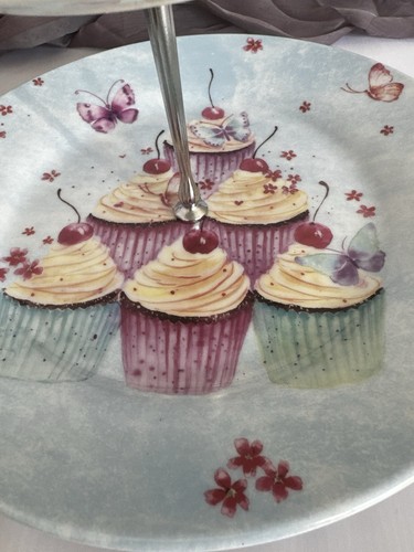 Leonardo Collection Two Tier Cake Stand Cup Cake Pattern Fine China VGC - Picture 2 of 13