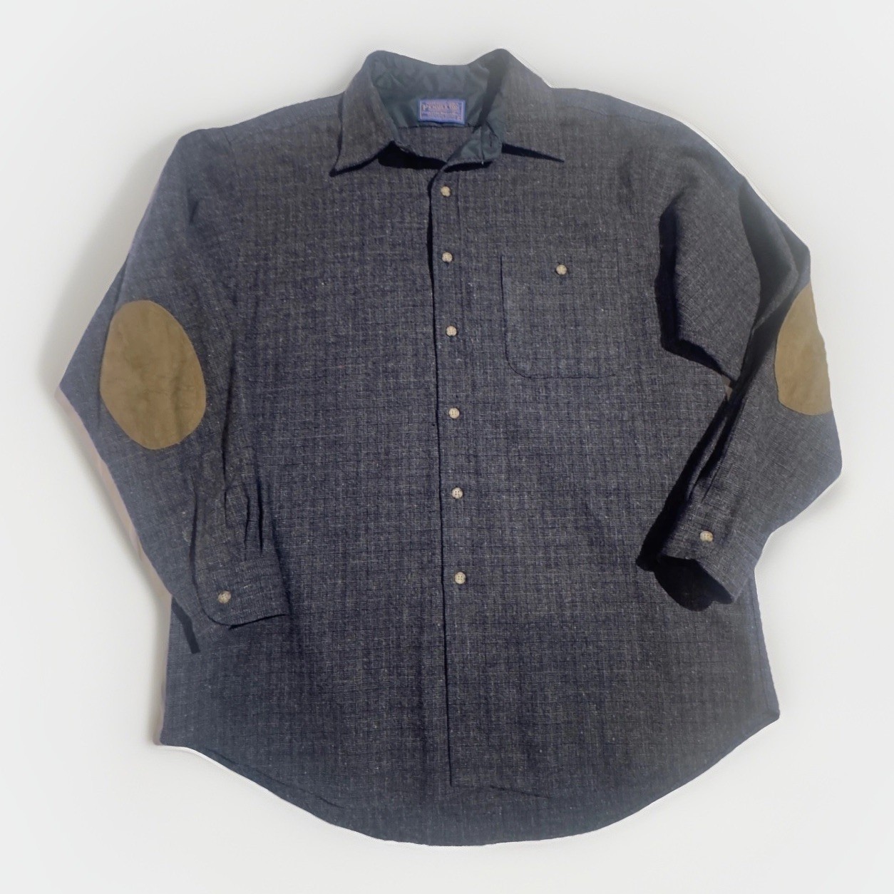 Pendleton Size L Grey Tweed  Elbow Patch Long Sle… - image 1