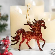 Golden Flaming Horse Christmas Ornament: