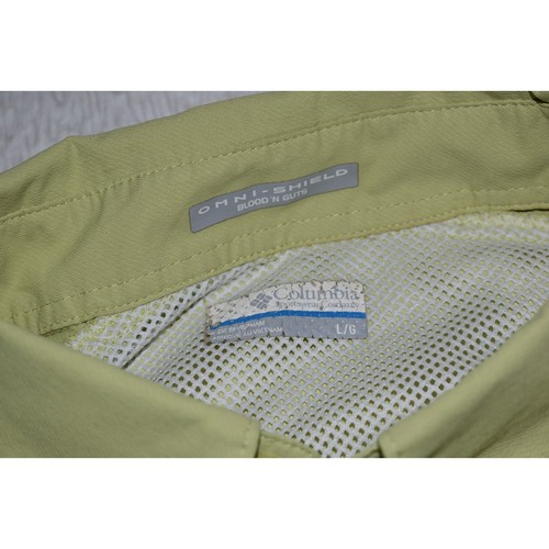 Columbia PFG Performance Fishing Gear Shirt Mens Large Polyester Yellowish Green - Picture 6 of 8
