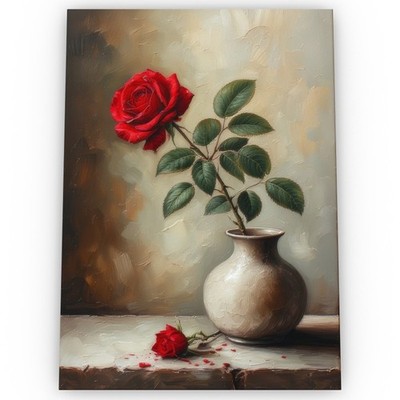 Rote Rose in einer Vase Kunst Poster Satin Hochwertig Atemberaubend A1 A2 A3