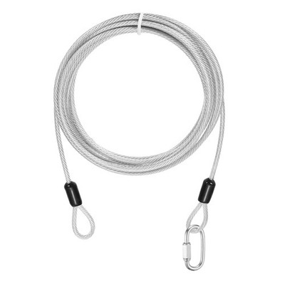 1Set 1/8'' Dia 9.8ft Security Steel Cable with Loops Clear + Quick Links