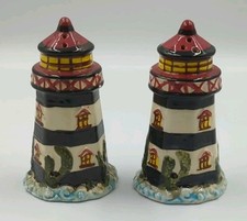 Ceramic Beach Lighthouse Salt And Pepper Shakers