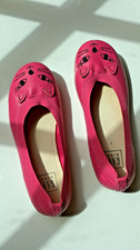 Gap Kids Size 1 Pink Kitty Cat Ballet Flats Slip On Shoes Leather Like