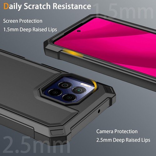 for T-Mobile REVVL 7 Pro 5G Phone Case with Tempered Glass Screen Black - Picture 3 of 7
