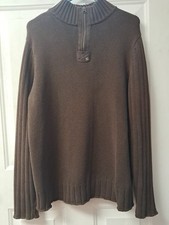 Vtg. 90s Polo Jeans Co.Ralph Lauren Cable Knit 1/4 Zip Large Sweater. Brown
