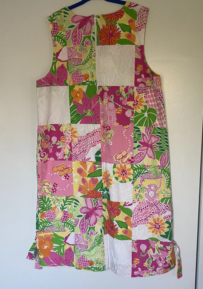 Vestido Lilly Pulitzer Etiqueta Blanca Cambio Patchwork Animal Floral Talla Niñas 16 Foto 2 de 4