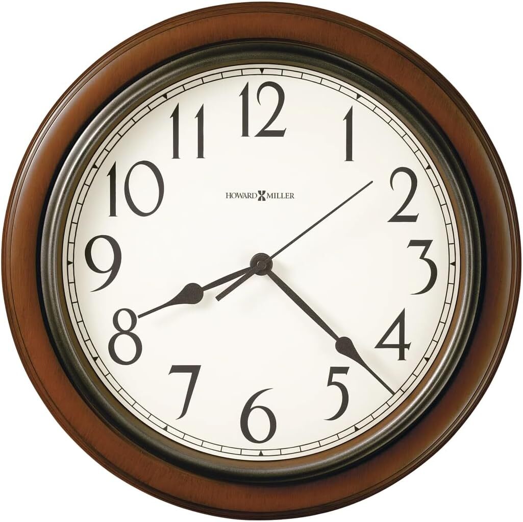 Howard Miller Kalvin Wall Clock 625-418 Medium Brown Cherry Finished Case,