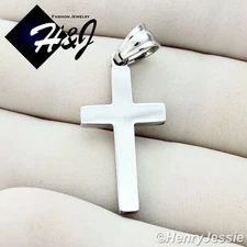 MEN WOMEN Stainless Steel 1"x0.55" Silver Small Simple Plain Cross Pendant*SP67