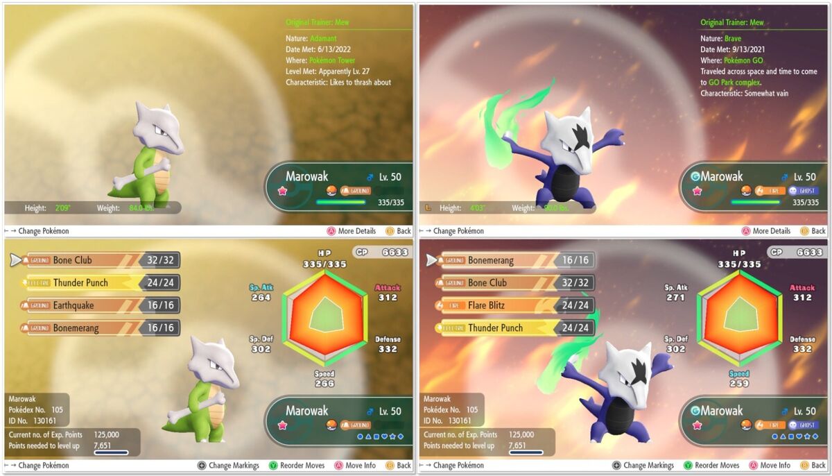 Pokemon Let's Go Shiny Alolan Marowak 6IV-AV Trained