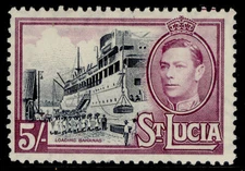 ST. LUCIA GVI SG137, 5s black & mauve, LH MINT. Cat £24.