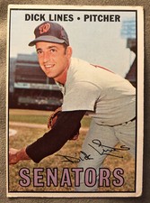1967 Topps Dick Lines Baseball Rookie Card (RC) #273 Senators Pitcher Low Grade. rookie card picture