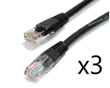 3 Pack Lot - 5ft CAT6 Ethernet Network LAN Router Patch Cable Cord Wire Black