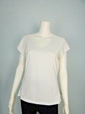 Fila Womens White V-Neck Cap Sleeve Tennis Pickleball Top Sz m