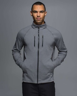 Lululemon Shift Jacket Heathered Slate Black Men's Size Medium Luon fabric RARE