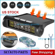 Wireless Car Solar TPMS LCD Tire Pressure Monitoring System + 4 External Sensors