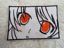 Black White Orange ANIME EYES 4" Embroidery Iron-on Patch E23 
