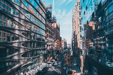 Landscape new york city street modern architecture Custom Gaming Mat Desk