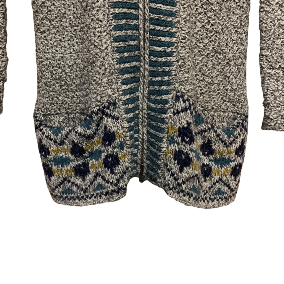 Suéter con Capucha Royal Robbins Para Mujer Cremallera Lana Fair Isle Azul Gris Talla L Boho Foto 4 de 4