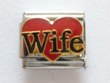 SILVER ITALIAN CHARM LOVE MY WIFE fits all classic design 9mm bracelet V7