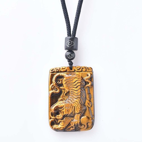 Natürliches Tigerauge Halskette Anhänger Kristall Schmuck für Herren Damen Amulett Anhänger - Bild 4 von 5