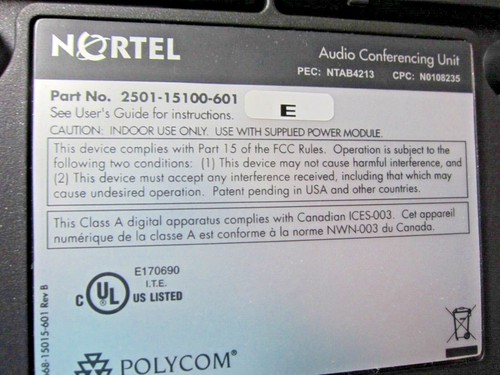 Nortel Polycom SoundStation2 2501-15100-601 Audio Conferencing Phone Base Unit - Picture 4 of 4