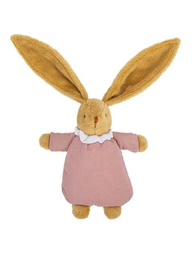 Doudou Hochet Lapin Trousselier – Vieux Rose, Coton Bio, 20 Cm
