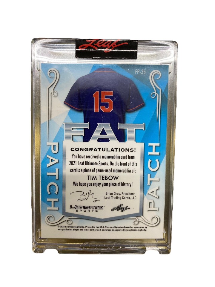 2021 Leaf ultimate sports Tim Tebow red foil fat patch Game Used Patch