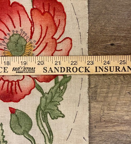 Vtg Round Linen Completed Needlepoint Table Topper/Scarf/Pillow Cover w POPPIES - Picture 12 of 15