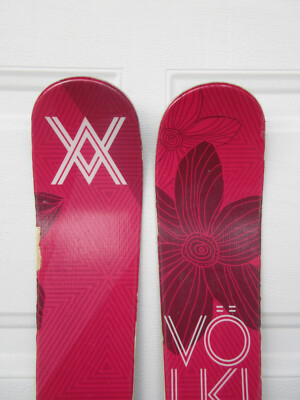 Volkl Yumi 147cm Freeride All Mountain Downhill Skis Pink Blue | eBay