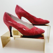 Vintage Womens Maud Frizon Paris Red Suede Leather Heels Sz 37