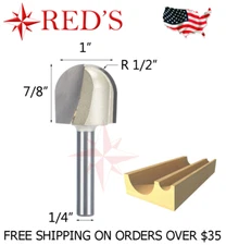 Tideway Carbide PRO LC05041604 1" Wide Round Nose 1/4" shank router bit