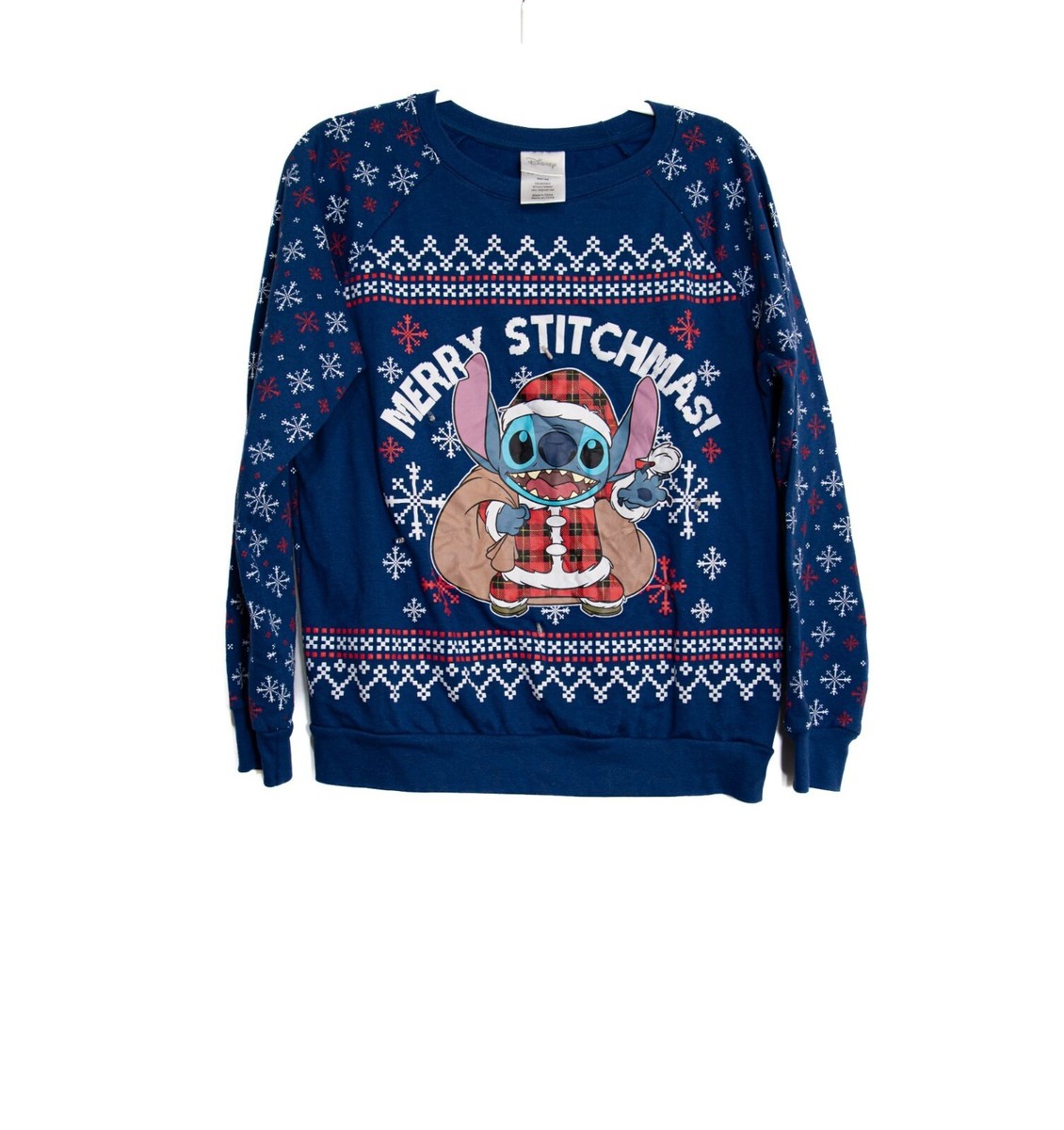 Disney Stitch L Navy Blue Christmas Sweater 