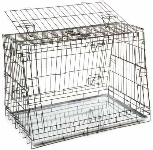 LARGE DOG CRATE 3 Door Car Travel Puppy Cage Pet Carrier Sloping Sides Fold Flat