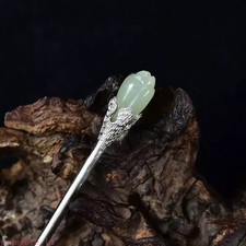 Natural Jade Hairpin Elegant Simple Retro Hair Ornament Handmade Decoration