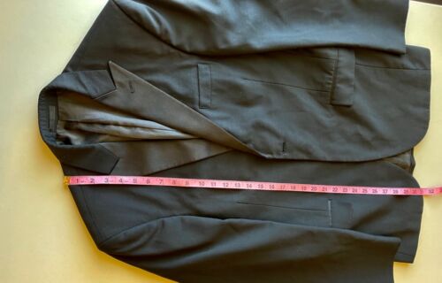 CALVIN KLEIN black blazer 100% wool satin lapel poly lining size 36R - Picture 4 of 15