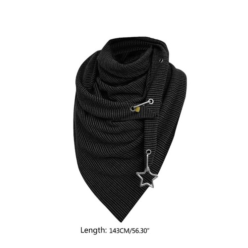 Women Winter Warm Large Scarf with Button Star Pendant Solid Color Shawl Wrap - Picture 8 of 11