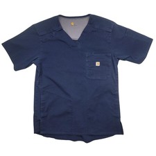 Carhartt Liberty Force Navy Blue Ripstop V-Neck Scrub Top C16418 Womens Small