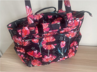 Lug Life Cabby SE Tote Travel Quilted Work Bag In Floral Poppy Neu