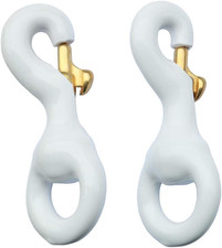 EKEV 2 PCS 3.3 Inch Flag White Rubber Coated Brass Swivel Snap Hooks - Heavy