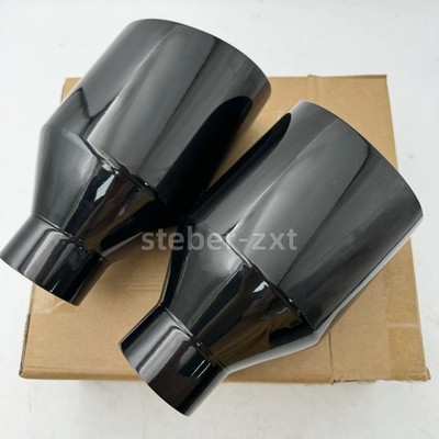 Pair Dodge RT SRT RAM 5  Big Black Exhaust Tip 2.5  Inlet Angle Cut Double Wall