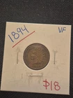Beautiful VF 1894 Indian Head Penny.  Incredible Detail!!